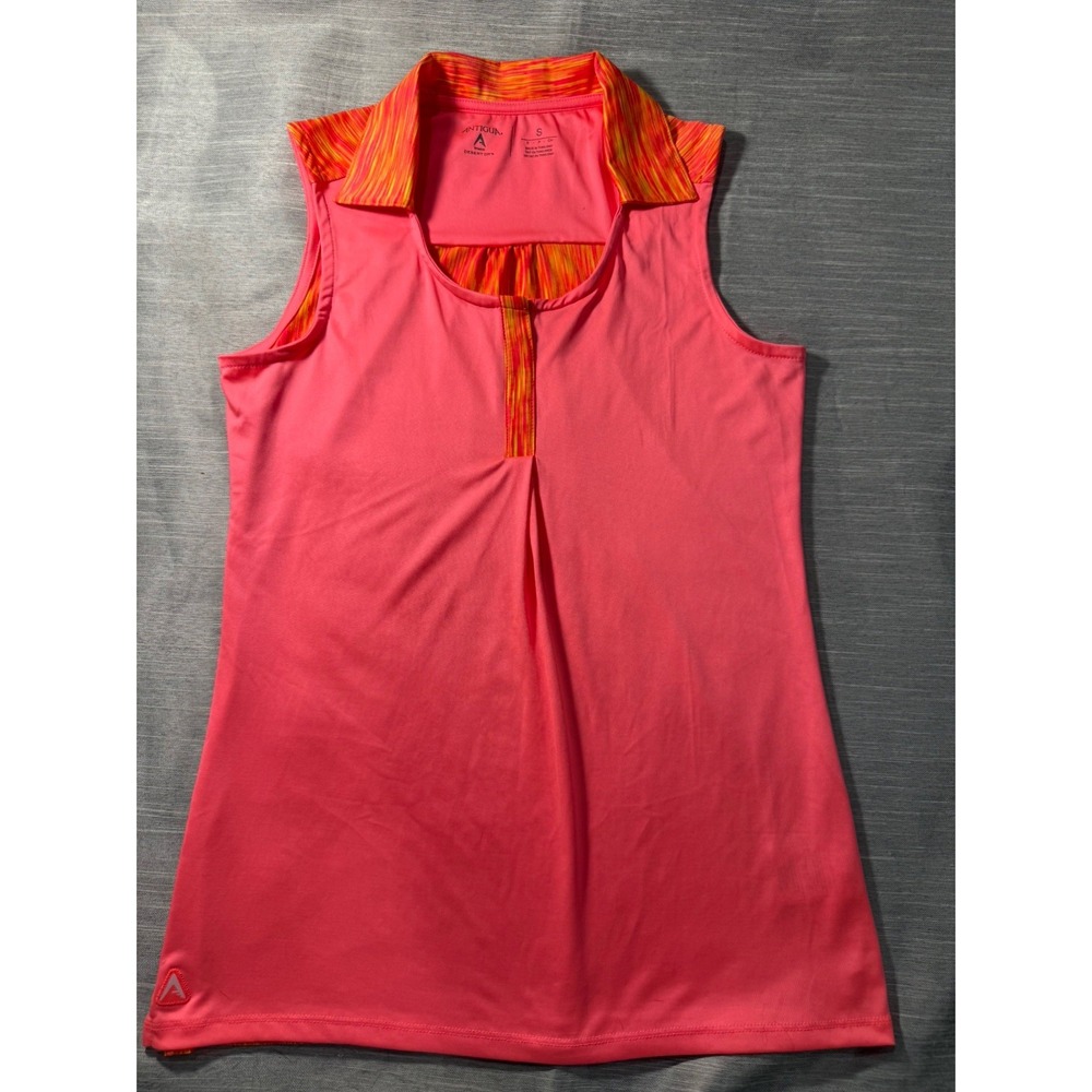 Antigua Women's Small Everyday Polo Tank Top Coral Golf Tennis Pickleball Resort